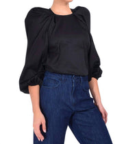 Kika Vargas Hitomi Balloon Sleeves Top in black - women's blouse - alternate view