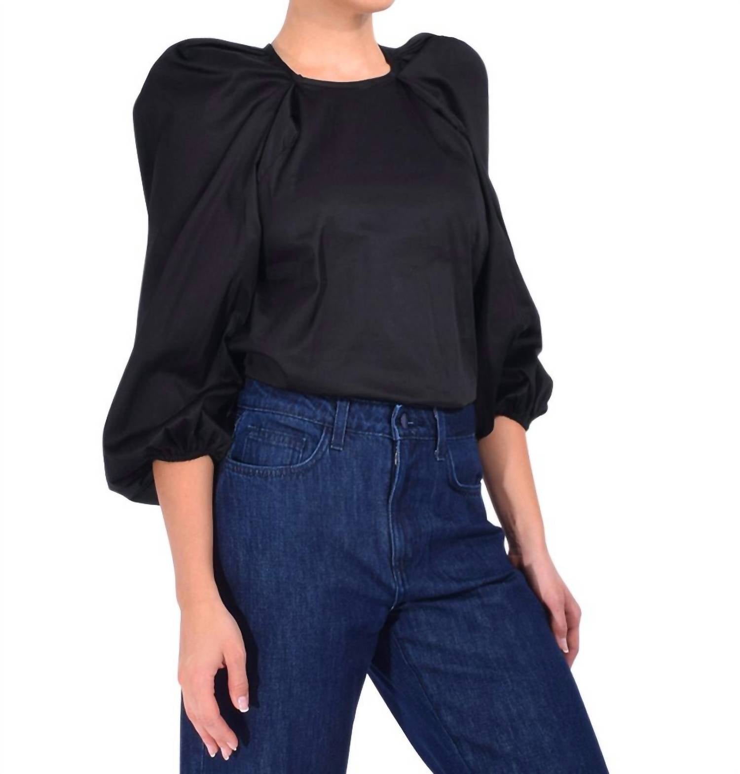 Kika Vargas Hitomi Balloon Sleeves Top in black - women's blouse - alternate view