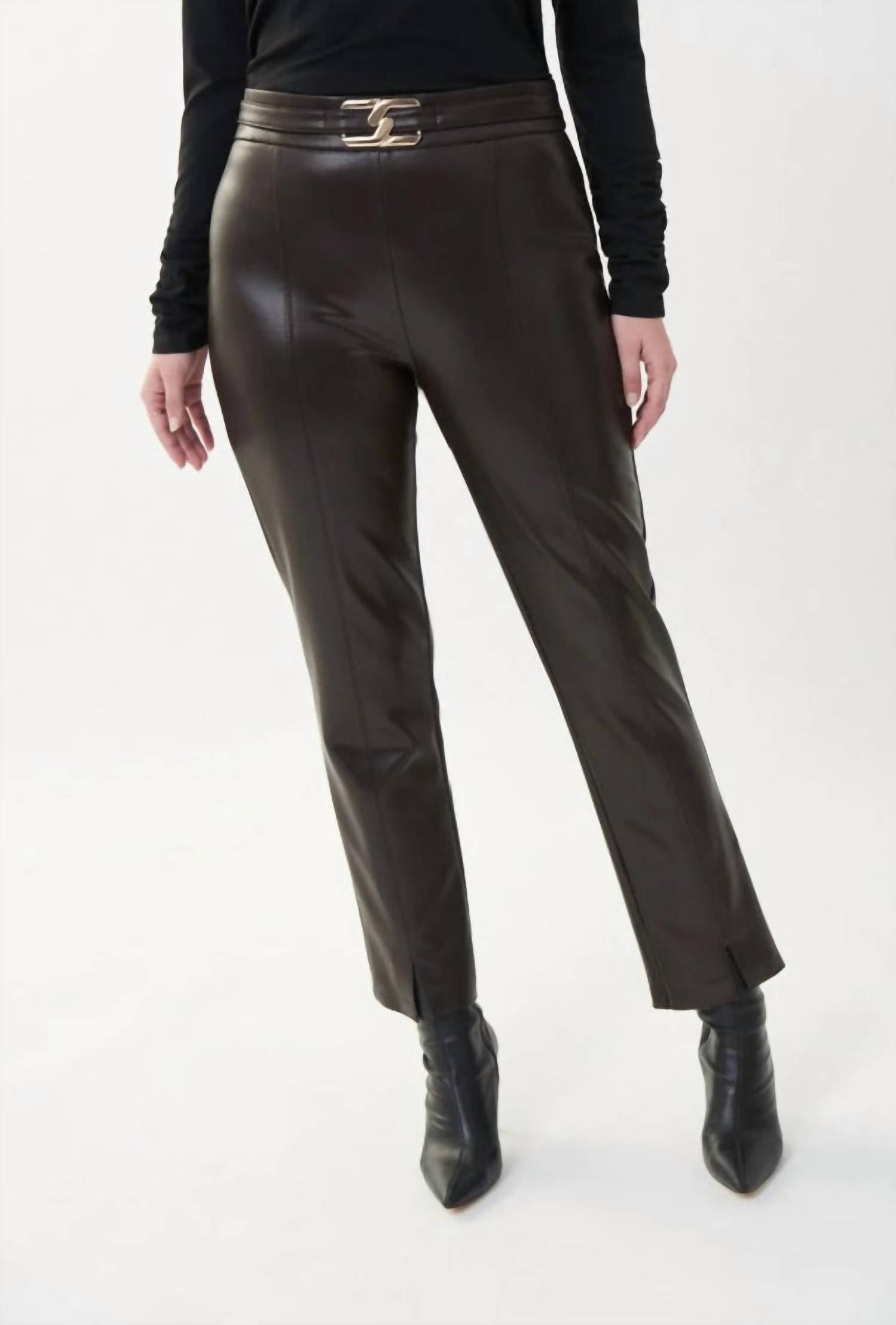 Joseph Ribkoff - Faux Leather Split Ankle Pants
