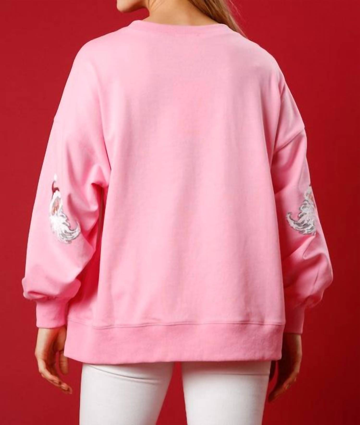 Peach Love - Sequin Santa Sweatshirt