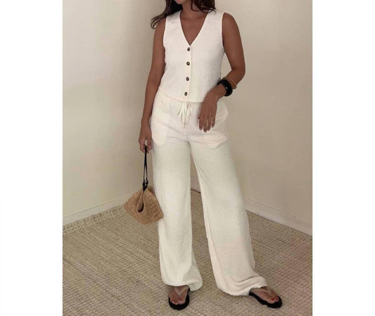 Et Clet - Textured Vest Top And Wide Leg Pants Sets