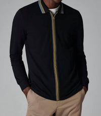 Paul Smith - Contrast Tipping Full-zip Long-sleeve Polo Shirt