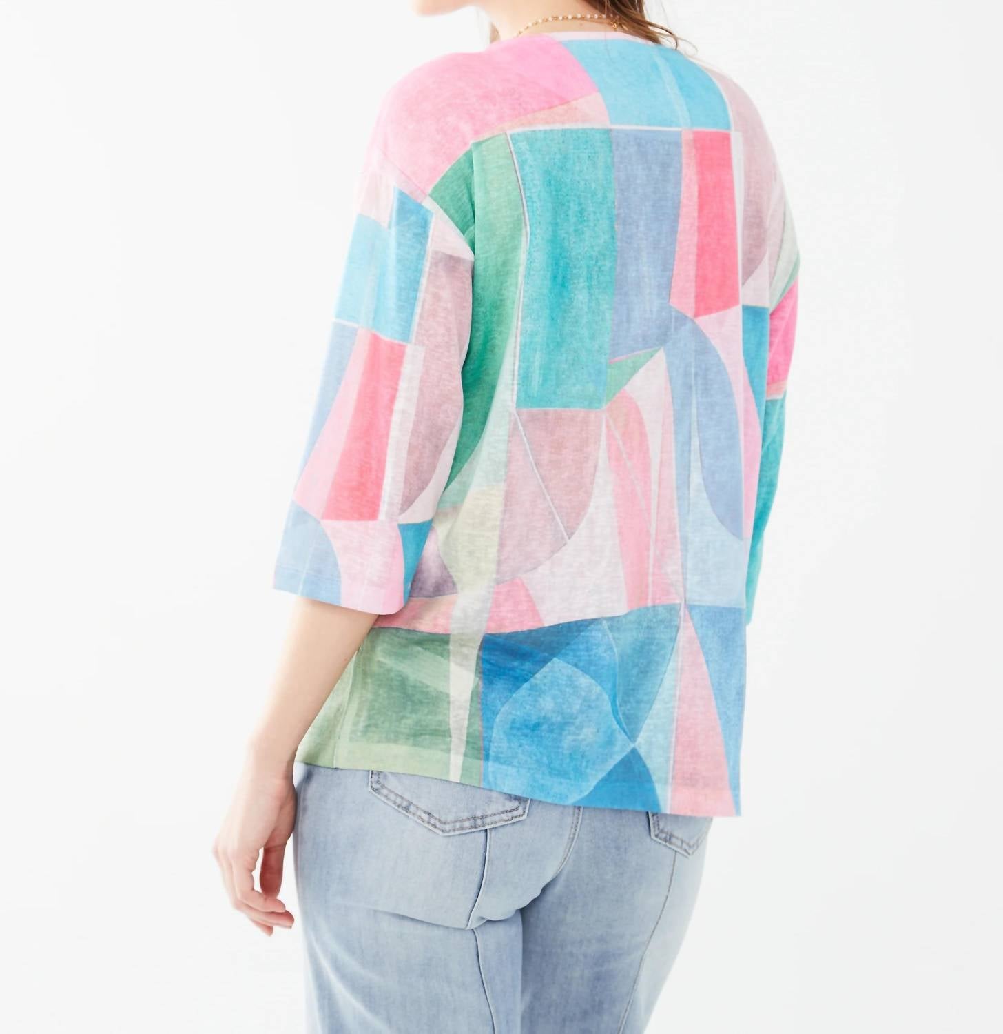 Fdj - Twila Three Quarter Sleeve Drop Shoulder Jersey Top