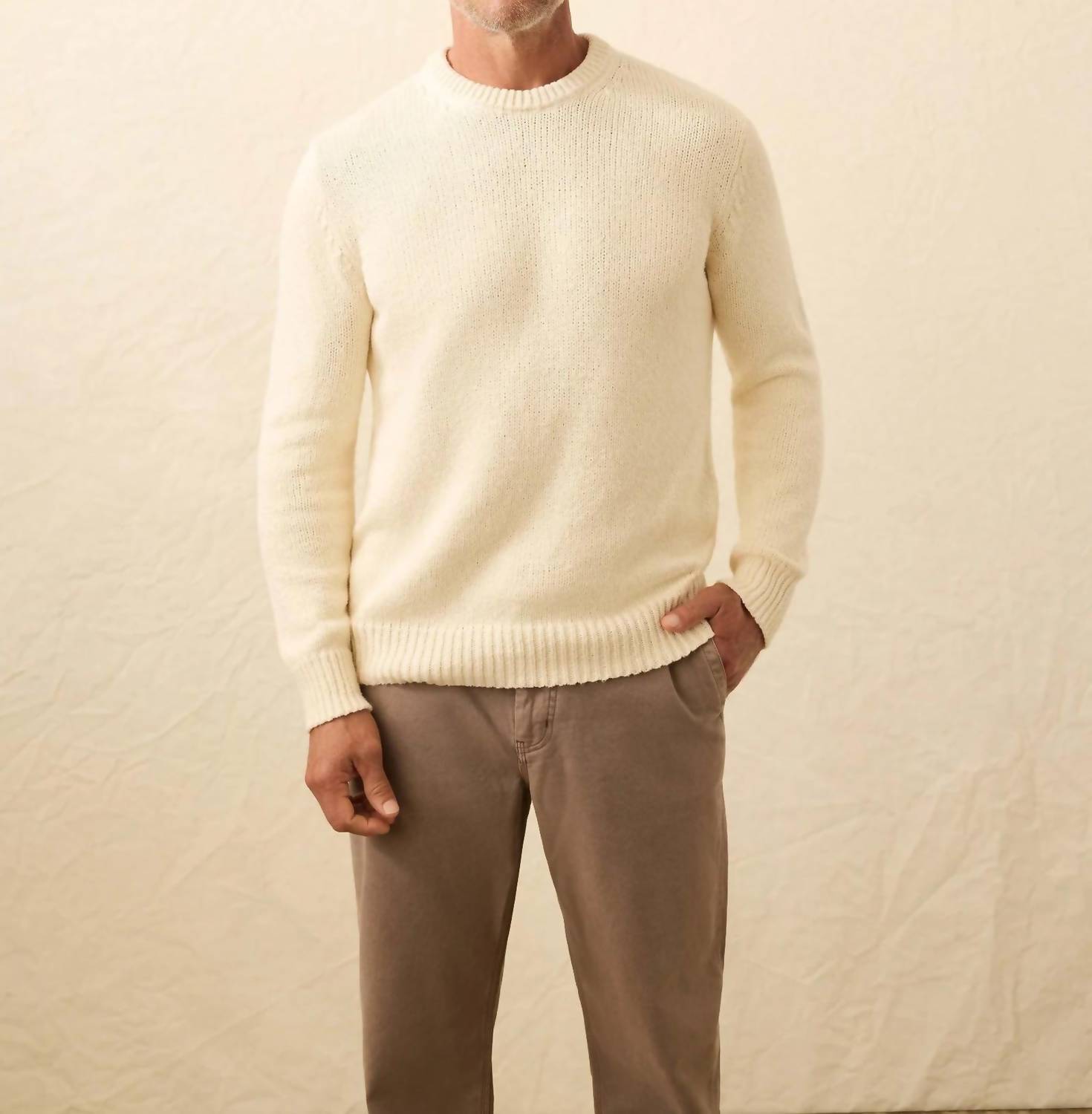 Faherty Heirloom Crewneck Sweater in bone - men's sweater
