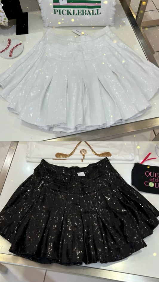 Sequin Pleat Skort