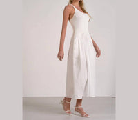 Elan - Mixed Media Eyelet Ribbed Maxi Dress
