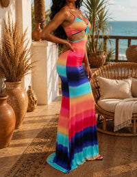Surelymine - Solara Rainbow Ombre Cutout Maxi Dress