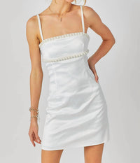 Baby Pink - Beaded Trim Mini Dress