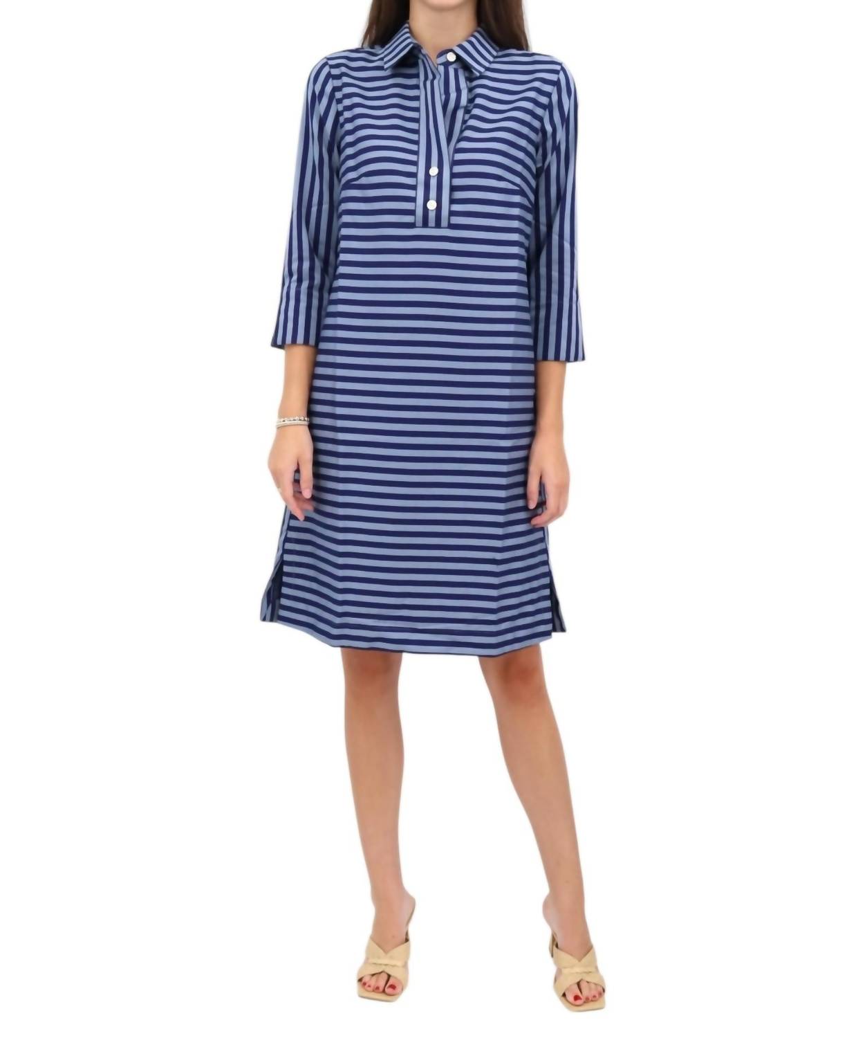 Hinson Wu Aileen Stripe Dress in french grey midnight - women's dress