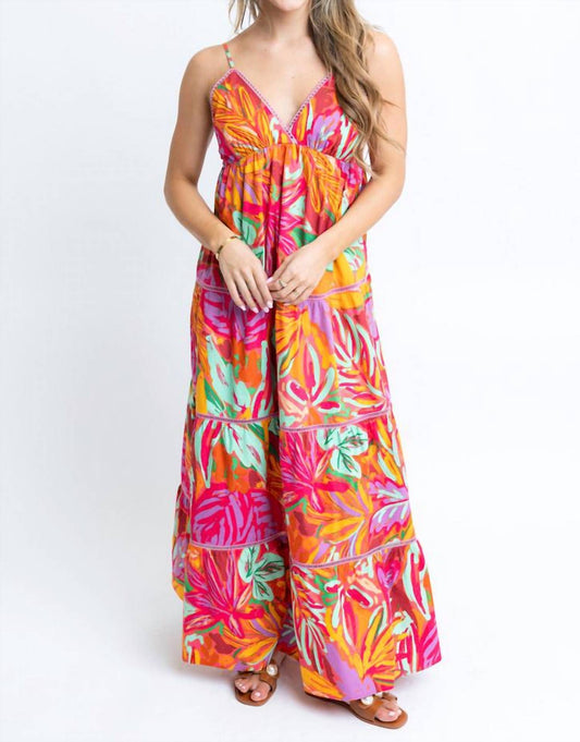 Karlie - Tropical Halter Tier Maxi Dress