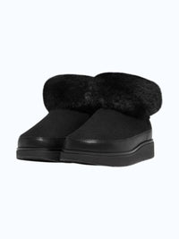 fitflop Women's Mini Double-faced Shearling Boots in all black - women's shoe - detail view