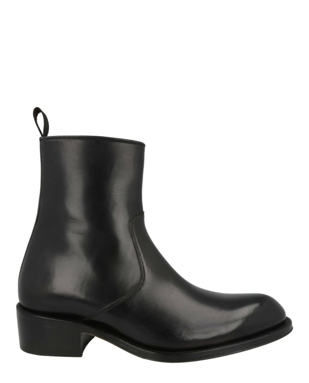 Brioni Women's Vitello Roma Leather Boots in black - women's shoe - detail view