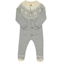 ME & HENRY Boy's Polar Knitted Romper in grey fairisle - kids' item