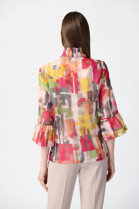 GEO PRINT RUFFLED JACKET