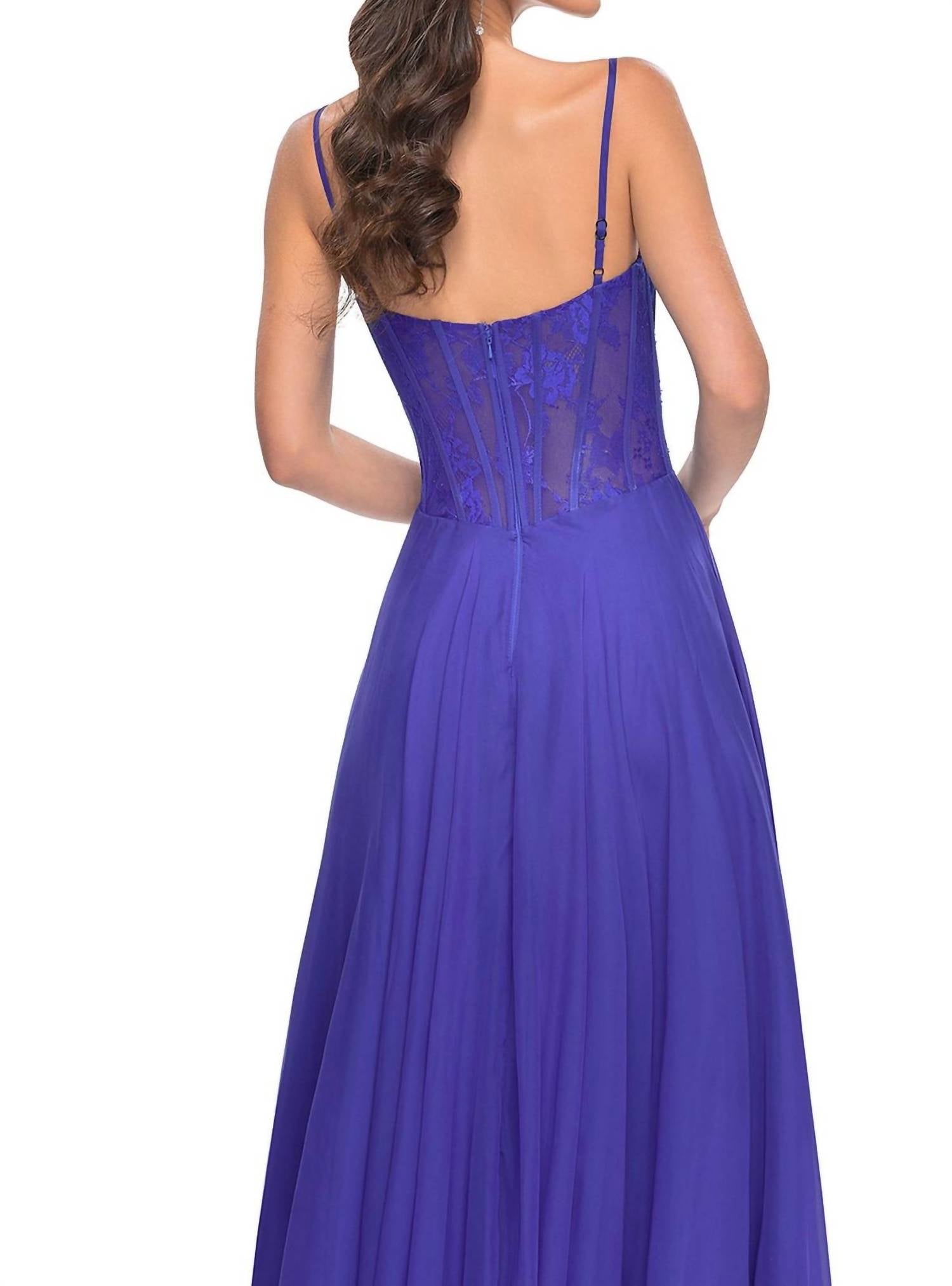 La Femme - Lace Bustier Prom Dress