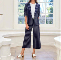 Karen Kane - Stripe Cropped Wide-Leg Pants