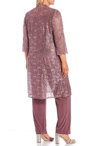 R&M Richards - Lace 3/4 Sleeve 3-piece Pants Set