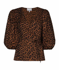 Ganni - PRE-LOVED wrap top with tie waist and v neck