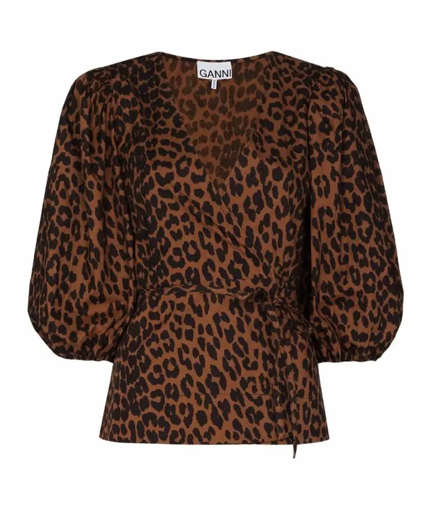 Ganni - PRE-LOVED wrap top with tie waist and v neck