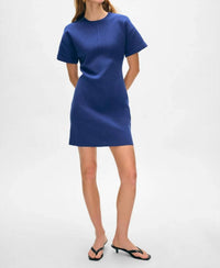 White + Warren Superfine Organic Cotton Dress in sapphire - women's dress