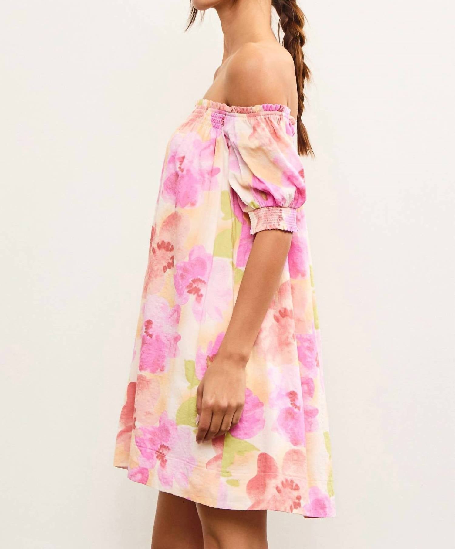 Mustard Seed - Sunset Bloom Off The Shoulder Mini Dress