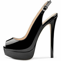 Merumote - Women's Peep Toe Slingback Platform Heels