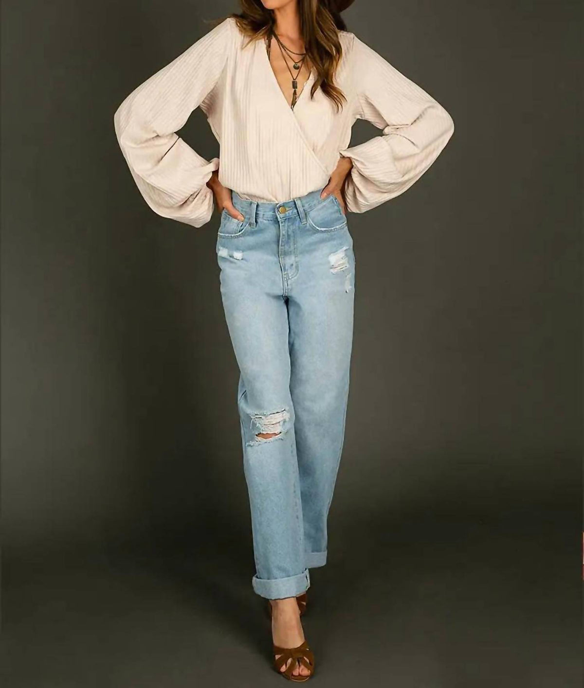 Joyfolie - Christina Bubble Sleeves Bodysuit
