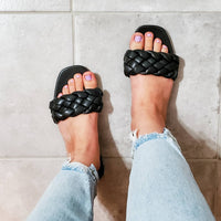 Qupid - Women's Braided Slip On Sandals