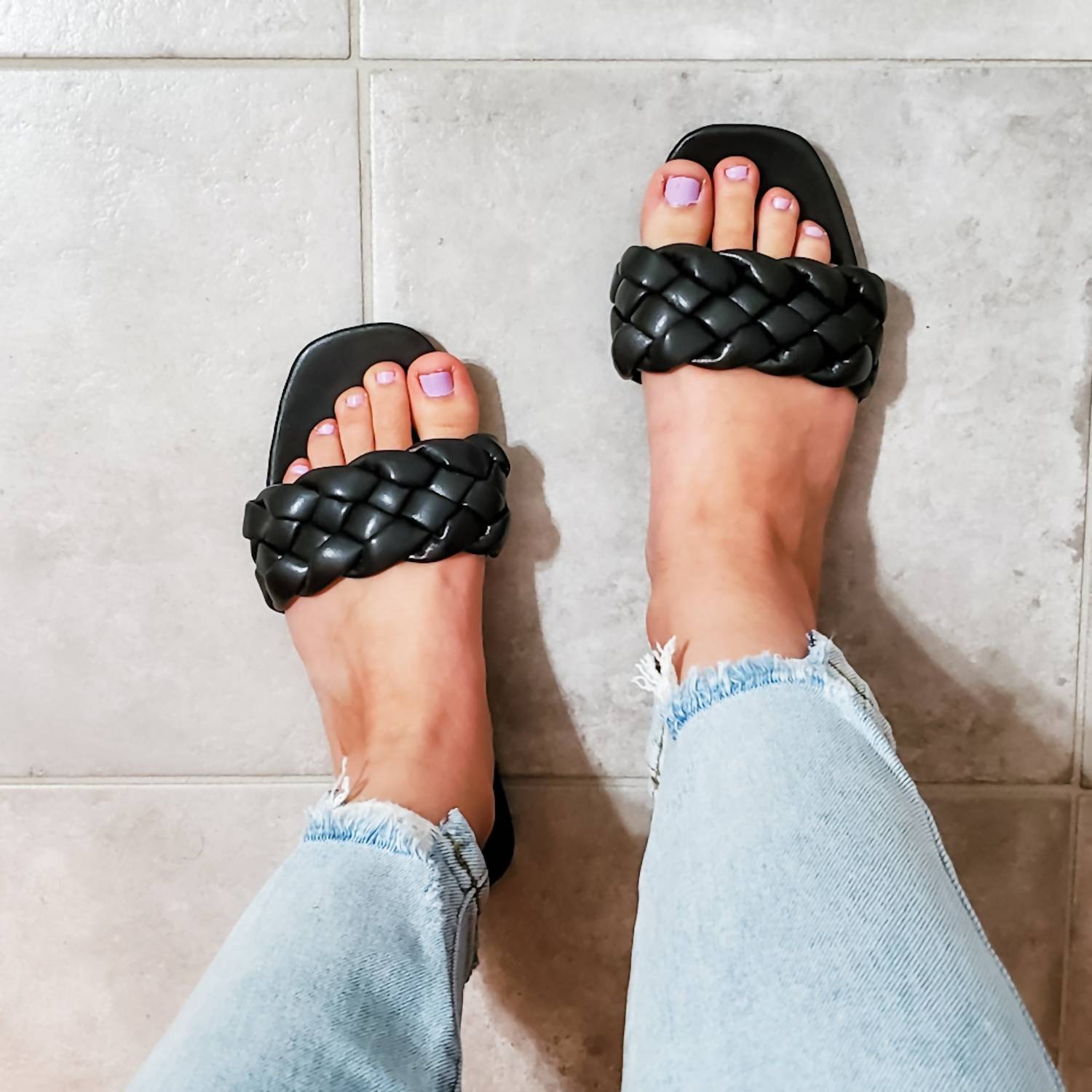 Qupid - Women's Braided Slip On Sandals