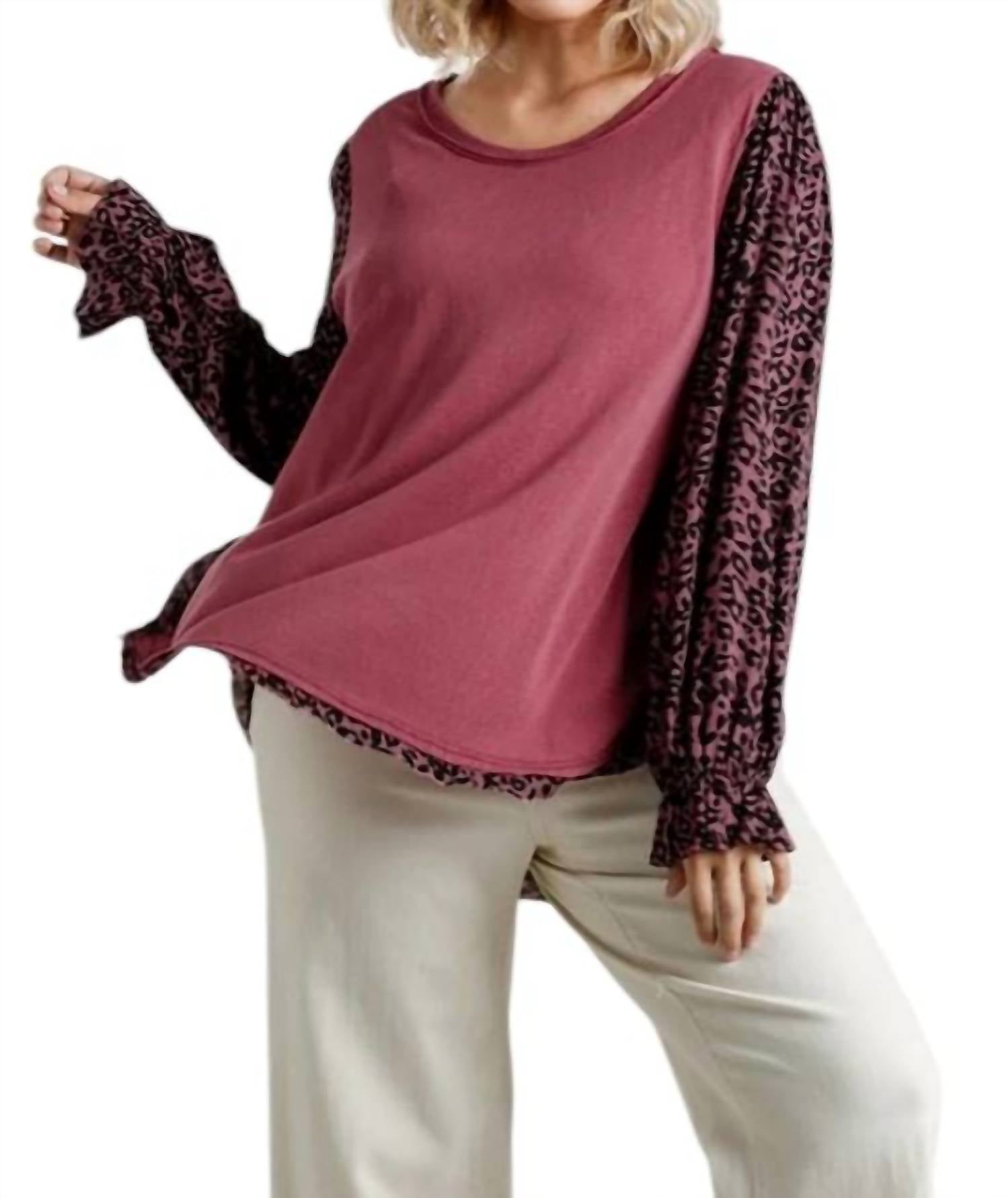 Umgee - Mixed Print Puff Sleeve Top