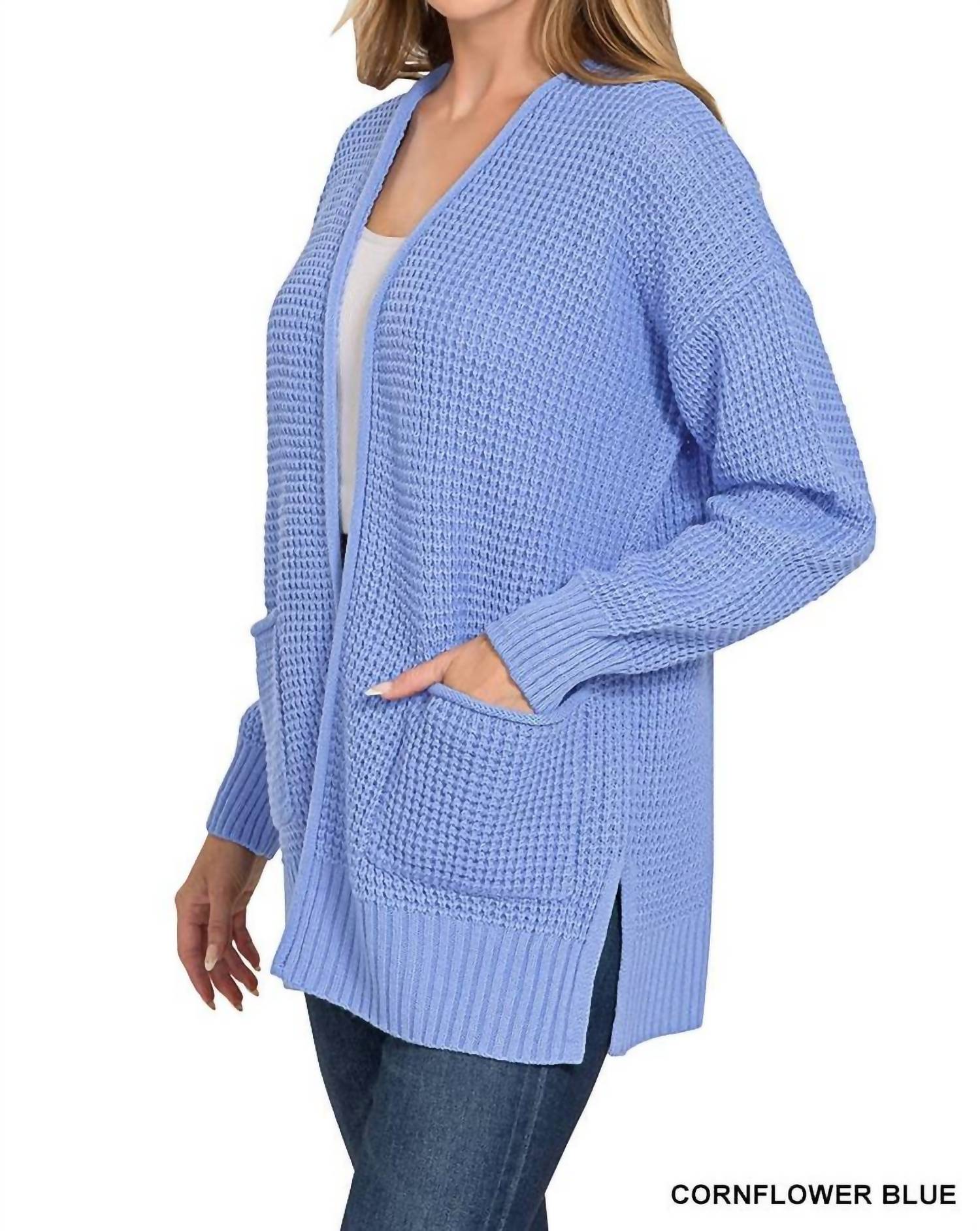 Vanilla Monkey - Low Gauge Waffle Open Cardigan Sweater
