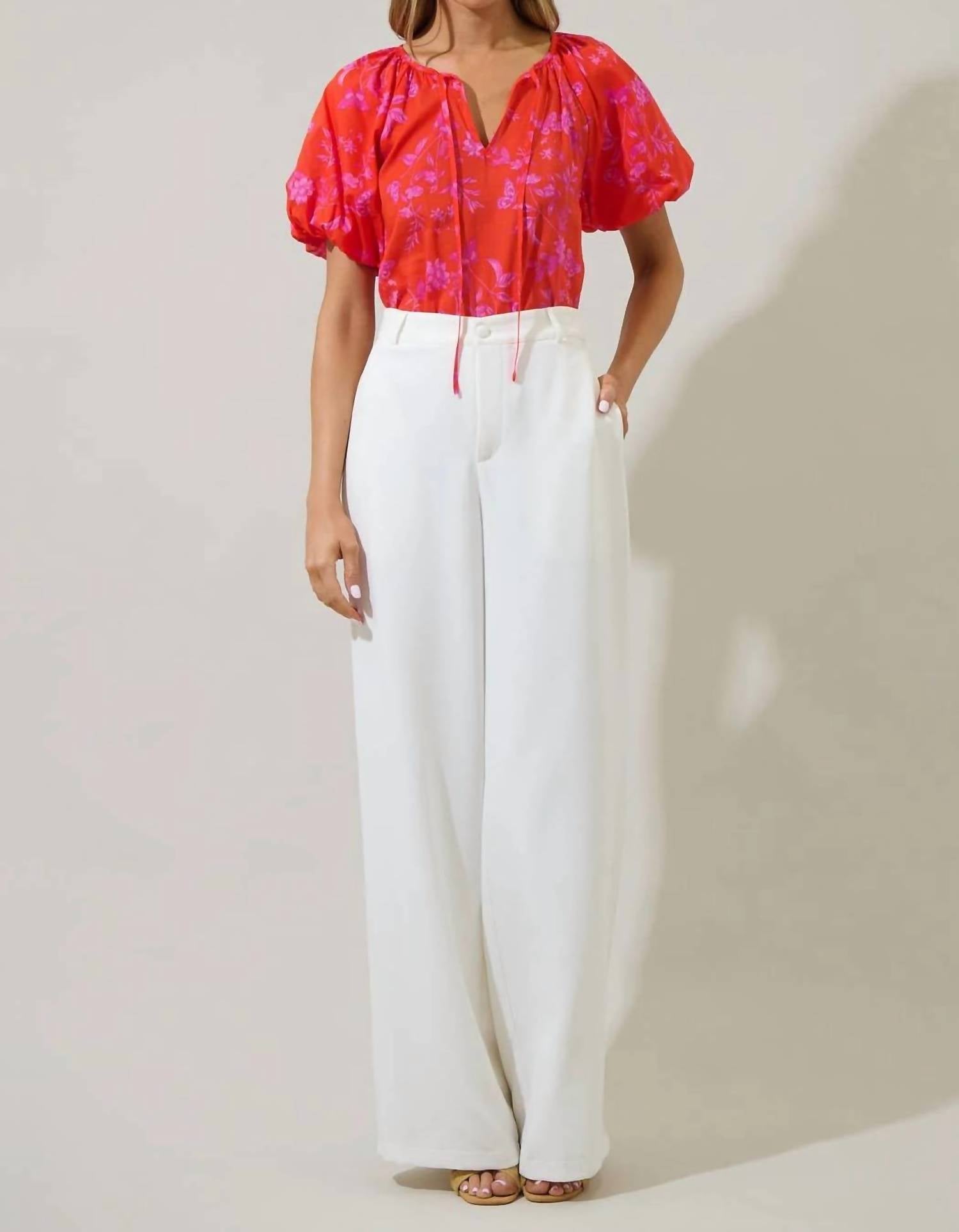 Sugarlips - Fia Floral Overseas Balloon Sleeve Top
