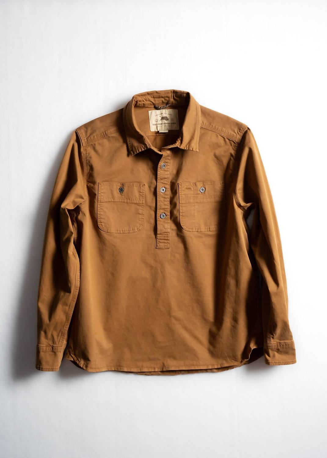 Iron & Resin Men's Popover Shirt in tan - women's long sleeve top