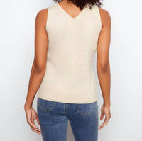 CHARLIE B Sleeveless Cami With Heart V Neck Sweater in gold - women's sweater - alternate view