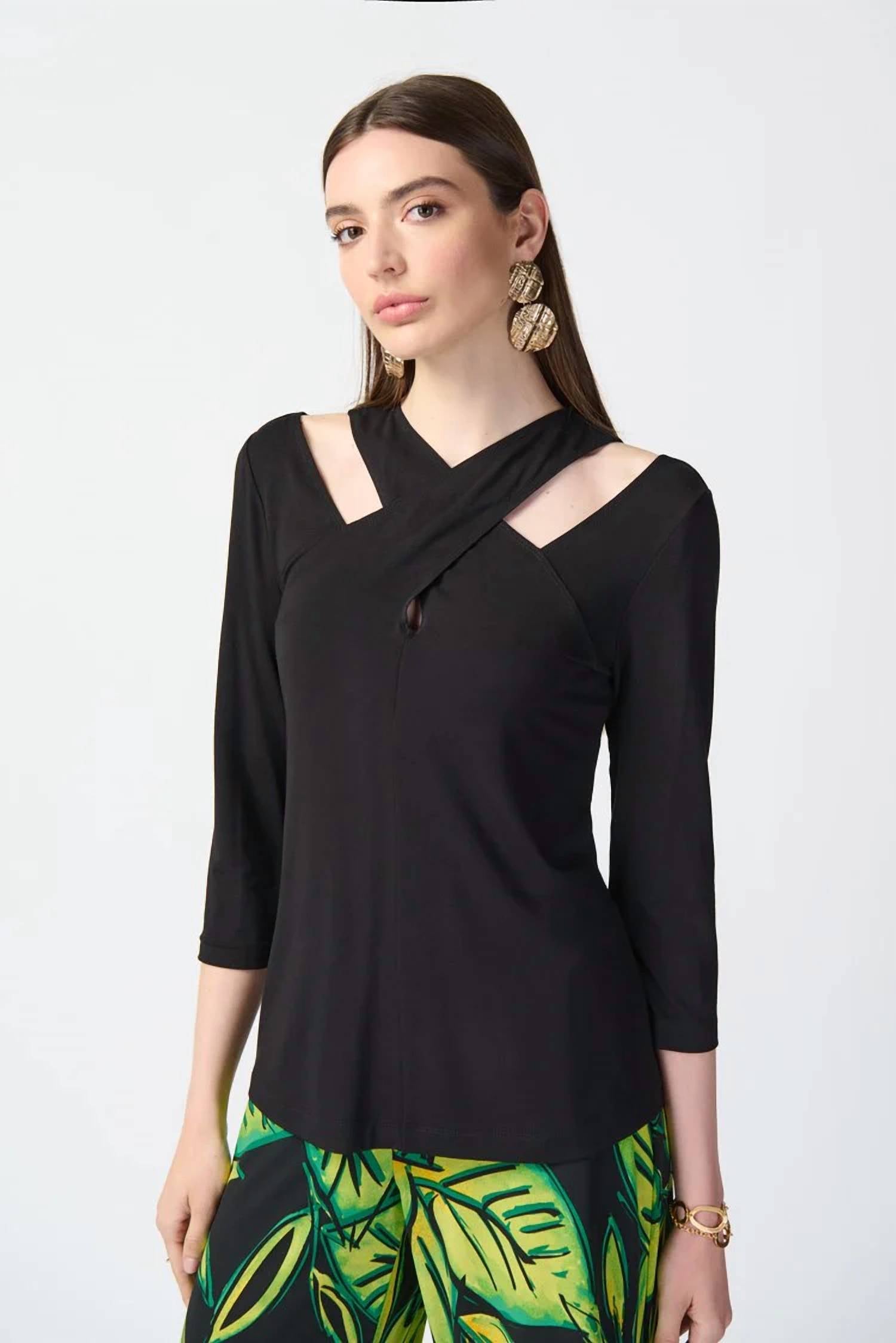 Joseph Ribkoff - Brigh Bamboo Jersey Cutout Fitted Top
