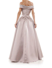 Marsoni by Colors Off Shoulder Ball Gown in taupe - women's dress - detail view