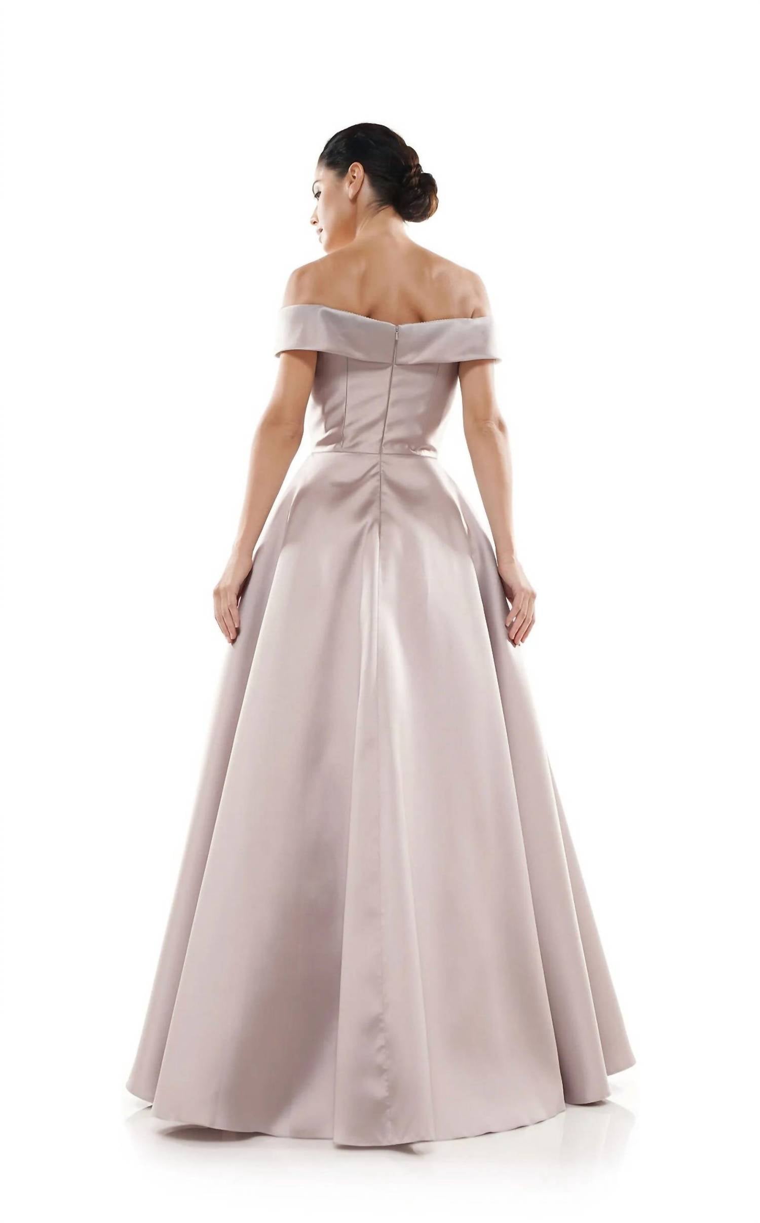 Marsoni by Colors Off Shoulder Ball Gown in taupe - women's dress - alternate view