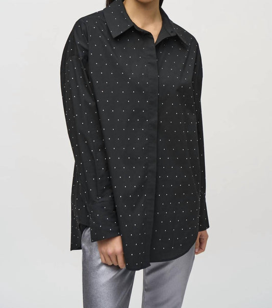 Joseph Ribkoff - Stretch Cotton Blouse With Rhinestones