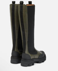 Ganni - Women's Cleated Knee-high Chelsea Boots