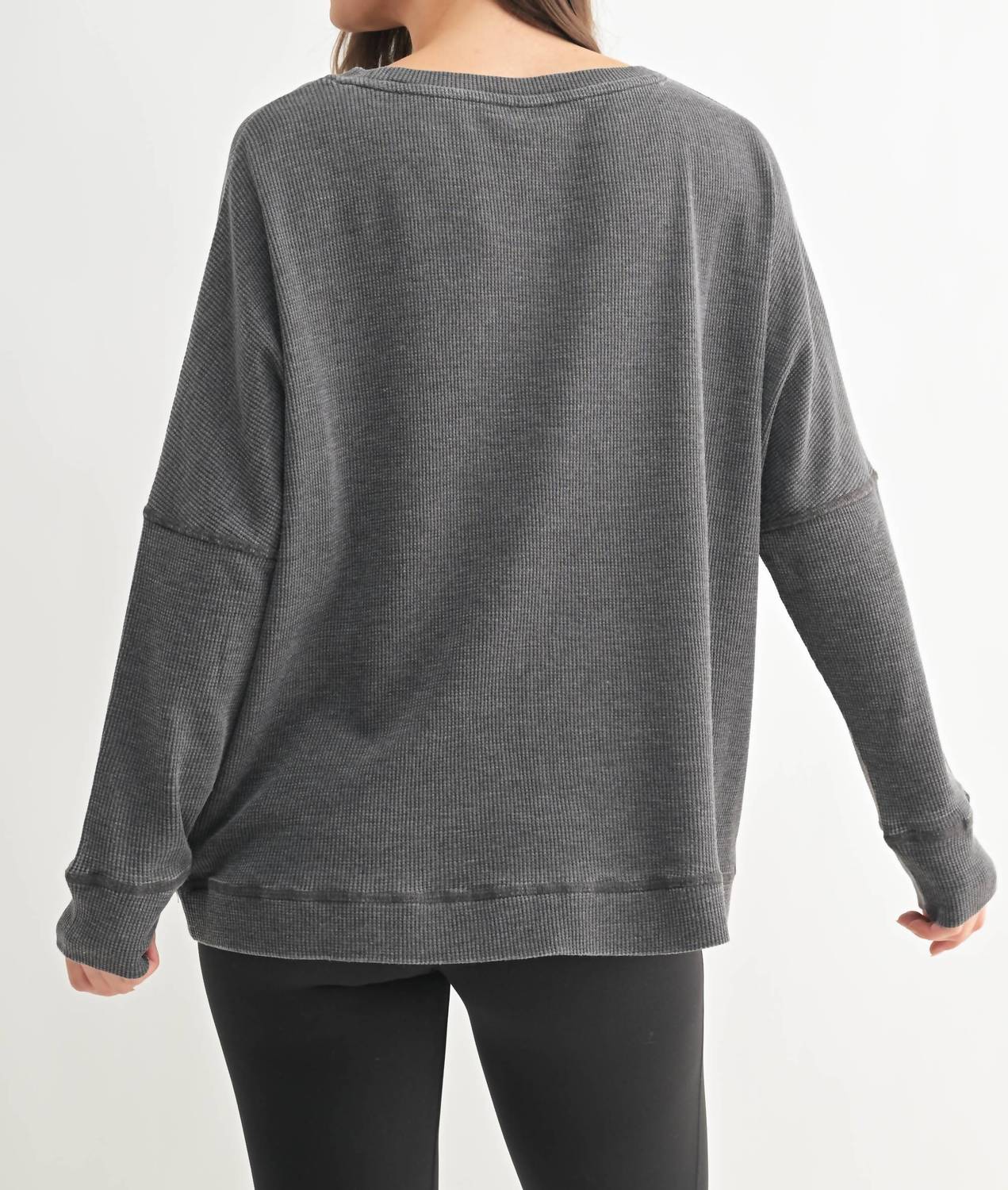 Mono B - Waffle Ribbed Round Neck Pullover