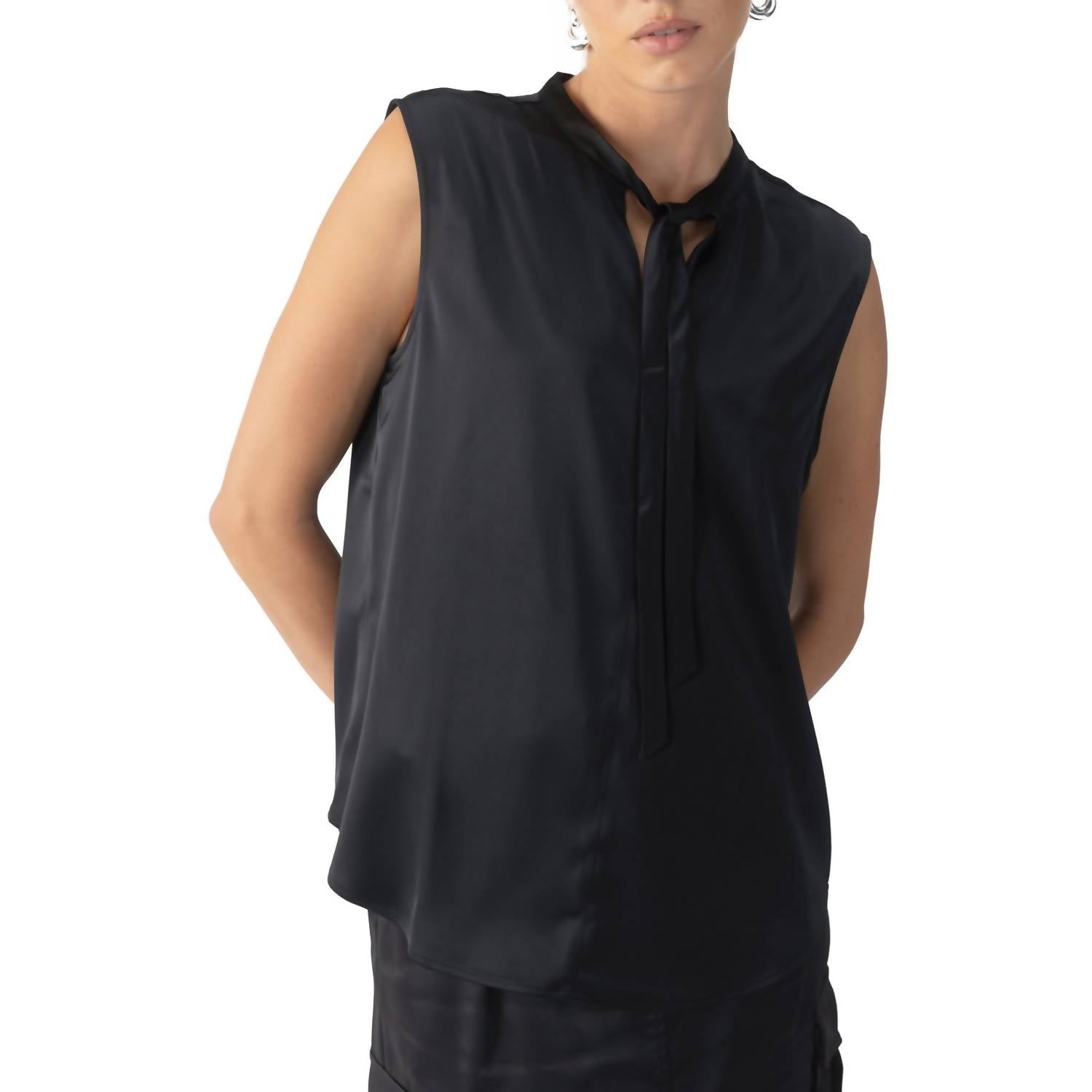Sanctuary - Tie Neck Satin Shell Top