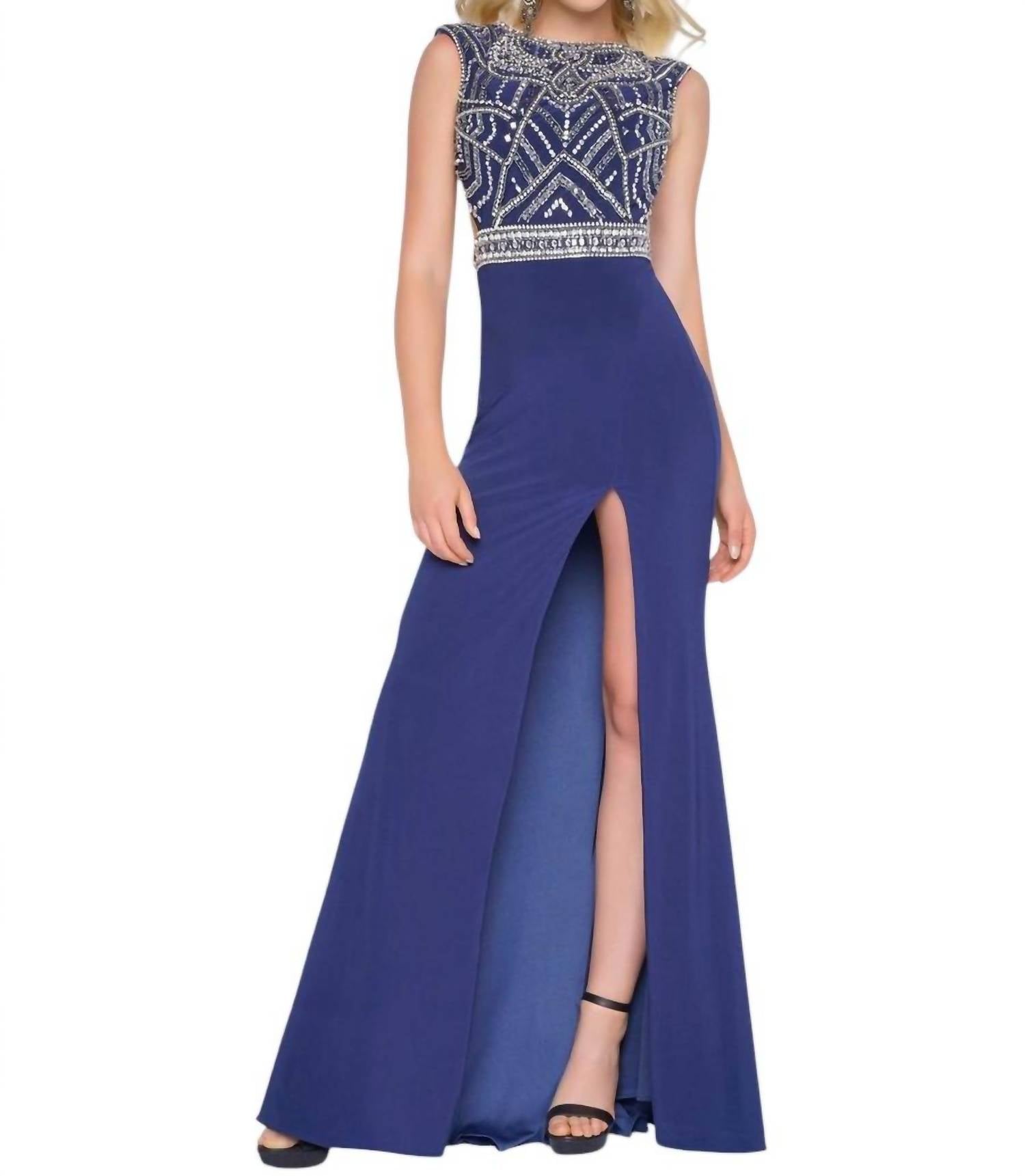 Mac Duggal - Beaded Bodice Jersey Dress