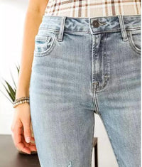 Hidden - Women's Kelly Distressed High Rise Light Ultra Flare Jean
