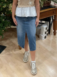 ee:some Denim Front Split Skirt in blue - women's skirt