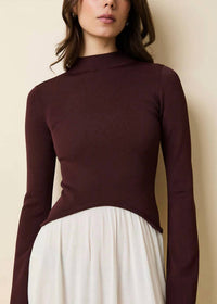 SOLID & STRIPED Soglio Long Sleeve Dress in raisin brown - women's dress - alternate view