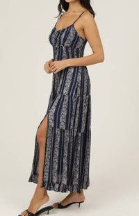 ANGIE Women's Scoop Neck Maxi Dress in navy grey - women's dress - alternate view