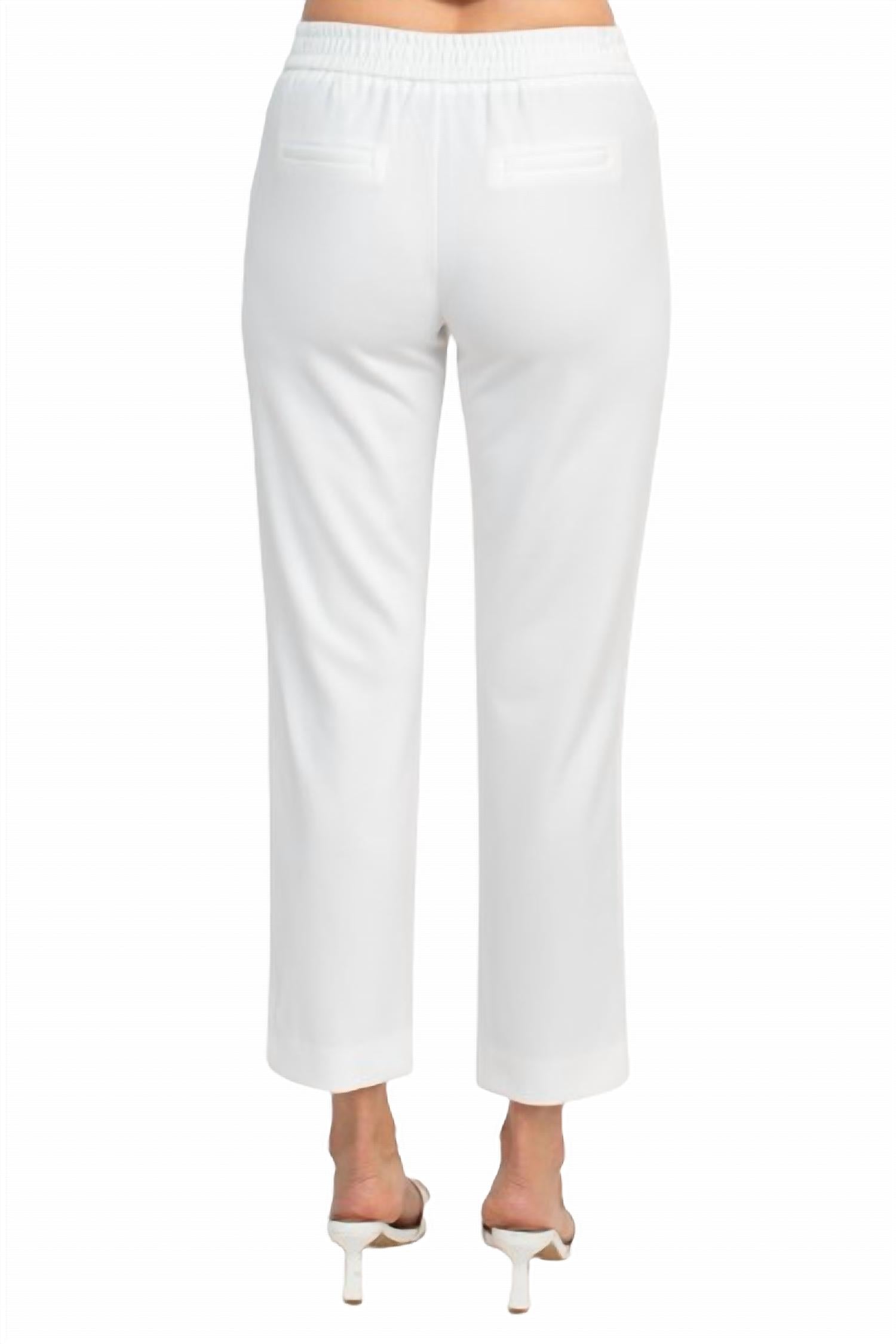 T Tahari - Mid Waist Pull On Ankle Slim Fit Crepe Pant With Pockets