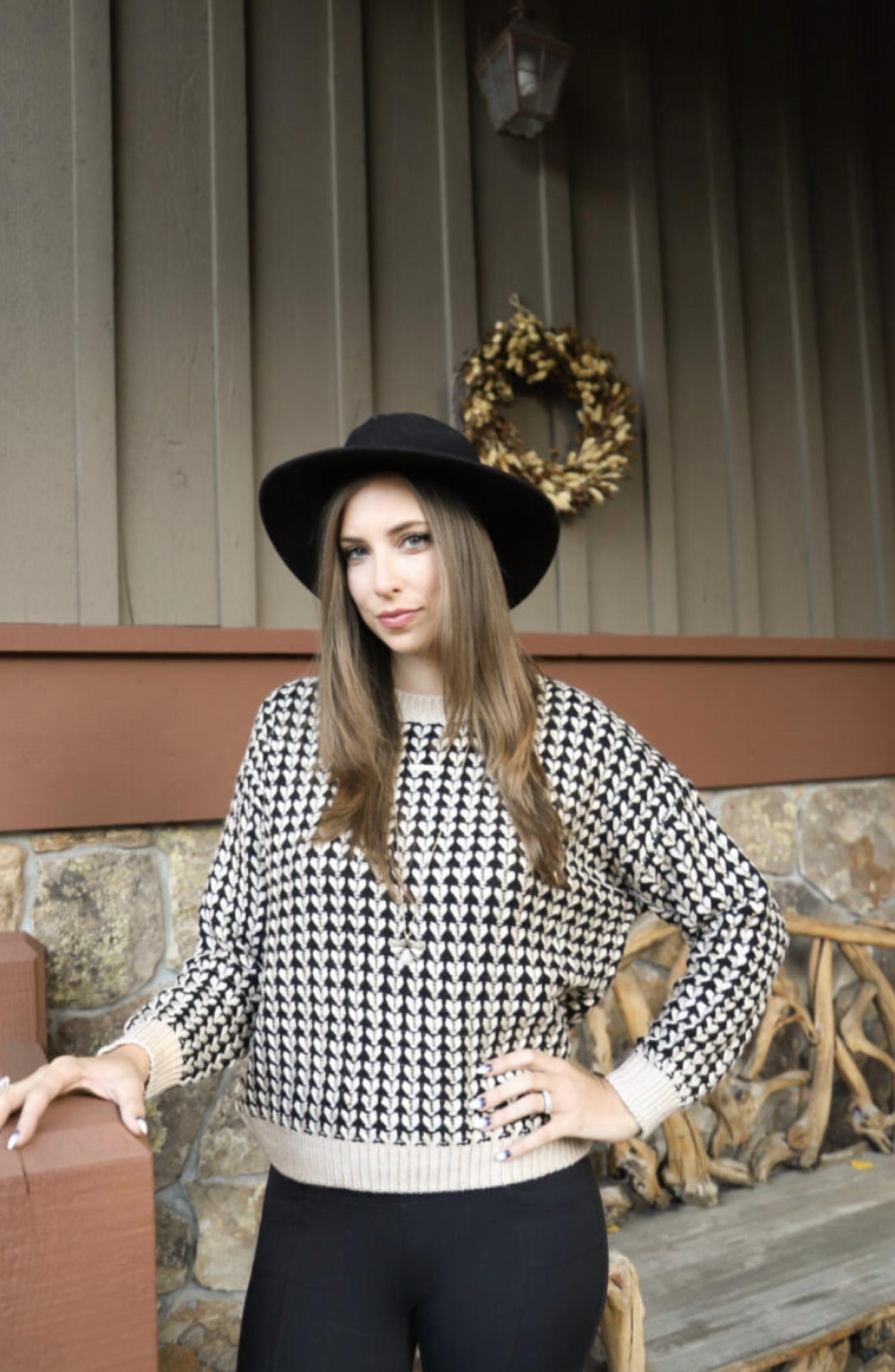 Lumiere - Patterned Long Sleeve Knit Sweater