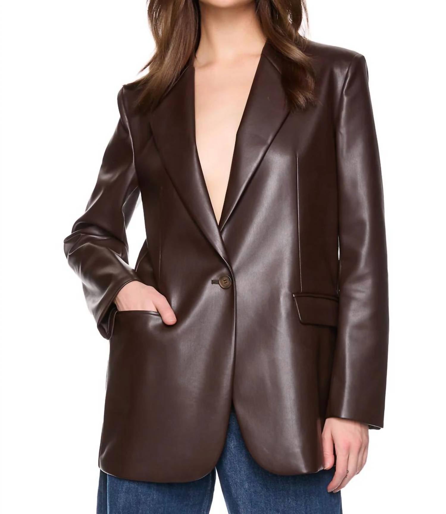Susana Monaco - Faux Leather Boyfriend Blazer
