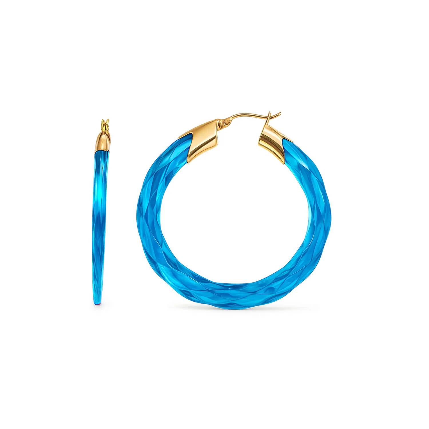 Gold & Honey - Swirl Twist Lucite Birthstone Hoop Earrings